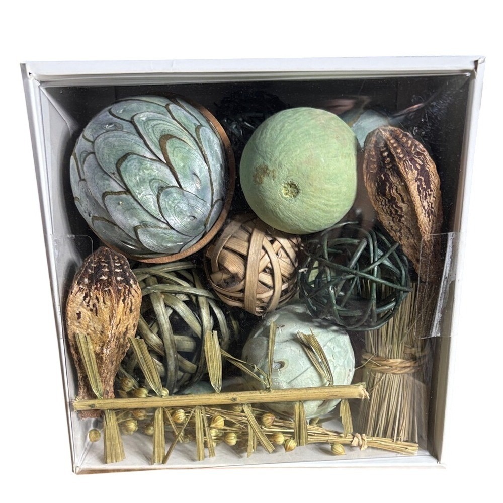 Decorative Bowl Vase Filler Easter Spring Dried Grass Mahogany Pods Orb Ball NEW